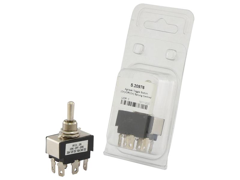 Agripak Toggle Switch (on)/Off/(on) Sprung Centred 6-Terminals - Sparex Part S.20976