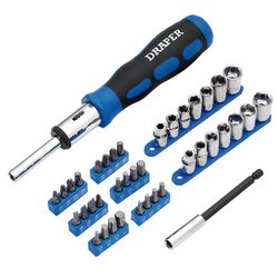 Ratchet Screwdriver Socket And Bit Set, 1/4" Sq. Dr. (40 Piece) | 865/40