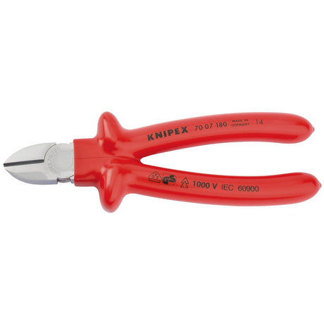 Draper Knipex 70 07 180 Fully Insulated S Range Diagonal Side Cutter, 180mm - 70 07 180 - Farming Parts
