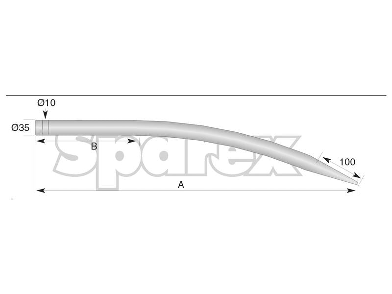 SHW Loader Tine - Curved 643mm, (Star) To fit as: DG035 | S.21535 - Product Image 4