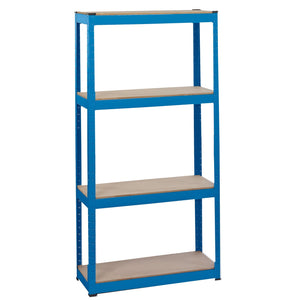 The Draper Steel Shelving Unit, MSU152, features durable steel construction and comes with four shelves. This L760 x W300 x H1520mm unit offers boltless assembly for easy setup.