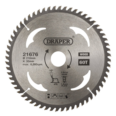 Draper Tct Circular Saw Blade For Wood, 210 X 30mm, 60T - SBW10 - Farming Parts