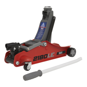 180° Handle Trolley Jack 2 Tonne Low Profile Short Chassis - Red - 2180LE - Farming Parts