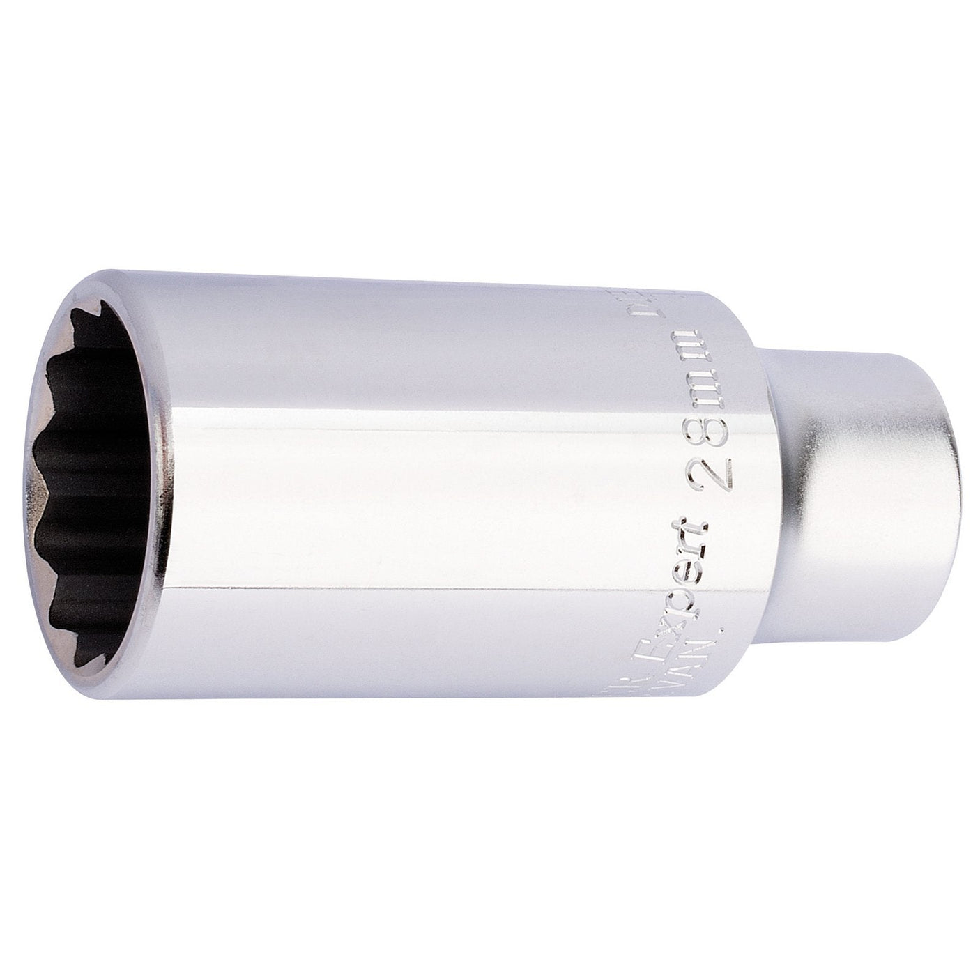 A Draper 1/2" square drive diesel injector socket with "28mm" etched on its side, perfect for various vehicle maintenance tasks.