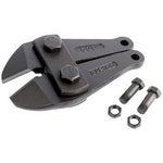 Replacement cutting head for bolt cutter, featuring the Draper 30° Bolt Cutter Jaws, 600mm - Y4851BCF, along with two bolts and two nuts by Draper.