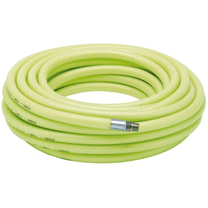 A Draper High-Vis Air Line Hose, 15.2M long with an 8mm bore and a 1/4" BSP metal connector at one end.