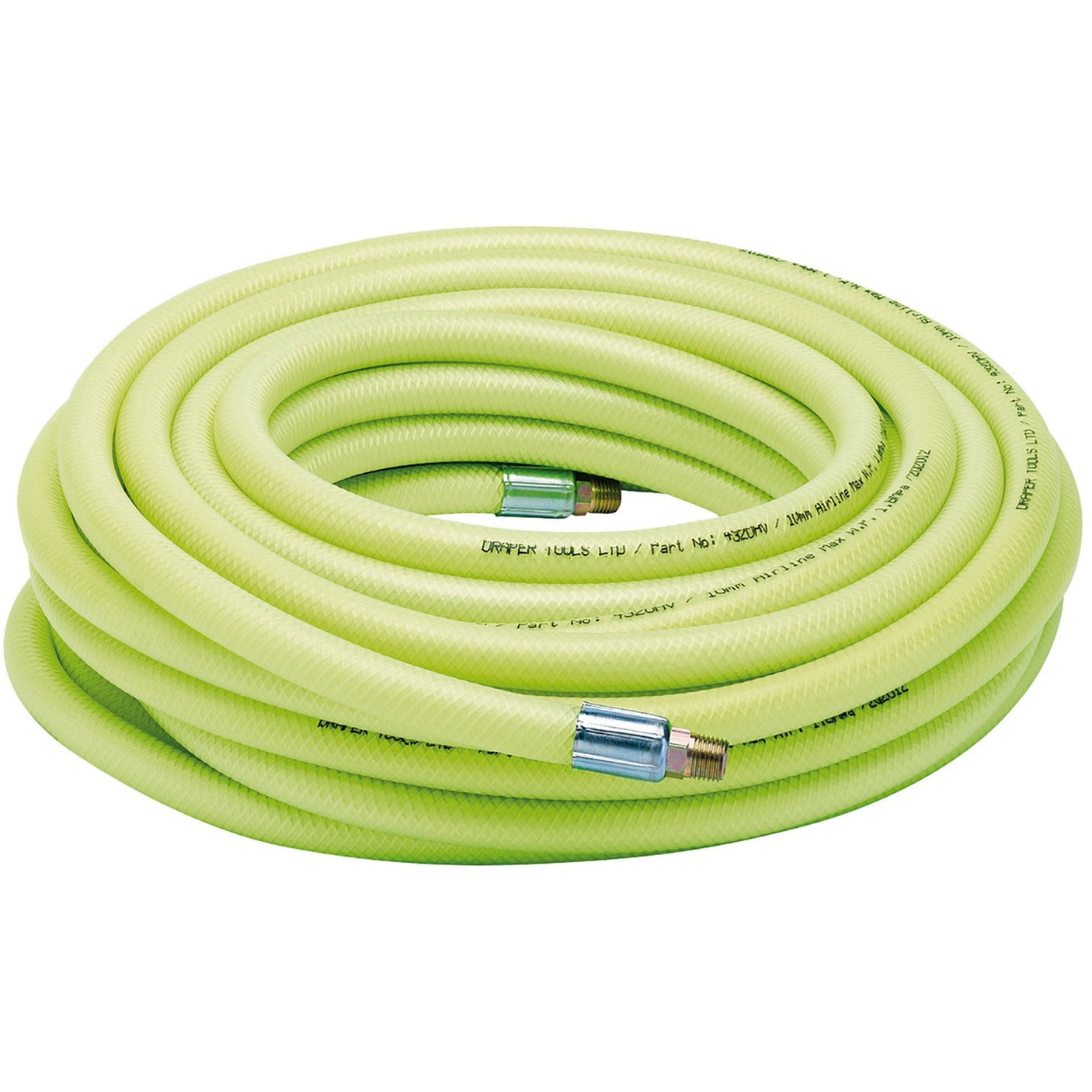 Draper High-Vis Air Line Hose, 15.2M, 10mm Bore, 1/4" Bsp - 4320HV - Farming Parts