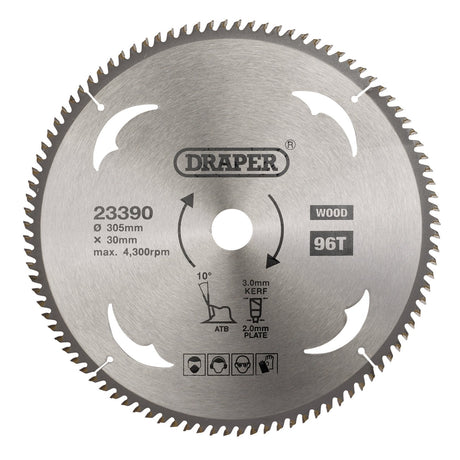 Draper Tct Circular Saw Blade For Wood, 305 X 30mm, 96T - SBW17 - Farming Parts