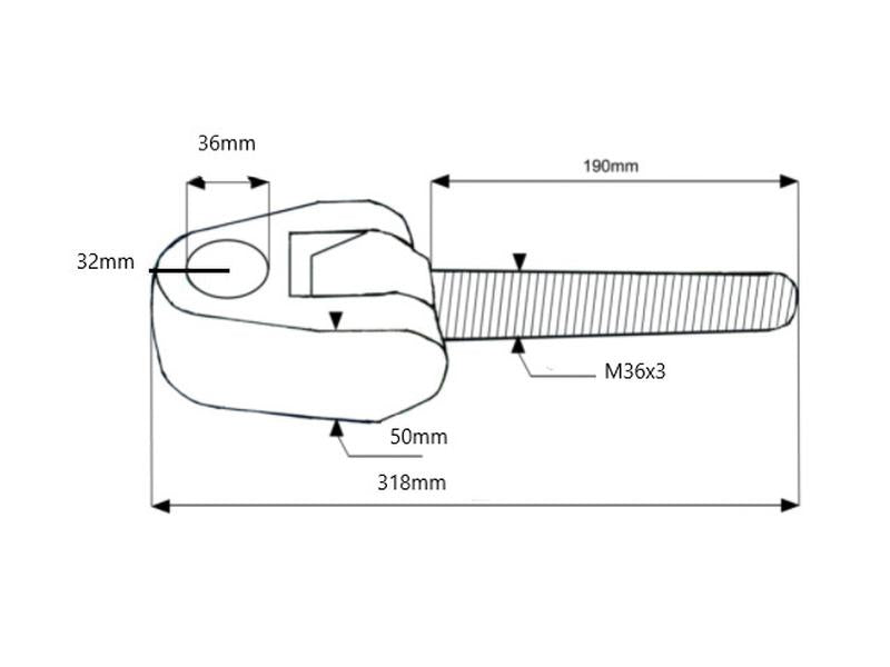 Sparex Top Link Knuckle Thread - Cat.36mm - Thread size: M36 x 3.00 - LH | S.23432 - Product Image 2