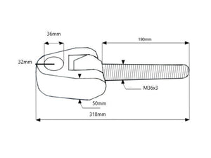 Sparex Top Link Knuckle Thread - Cat.36mm - Thread size: M36 x 3.00 - LH | S.23432 - Product Image 2