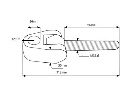 Sparex Top Link Knuckle Thread - Cat.36mm - Thread size: M36 x 3.00 - LH | S.23432 - Product Image 2