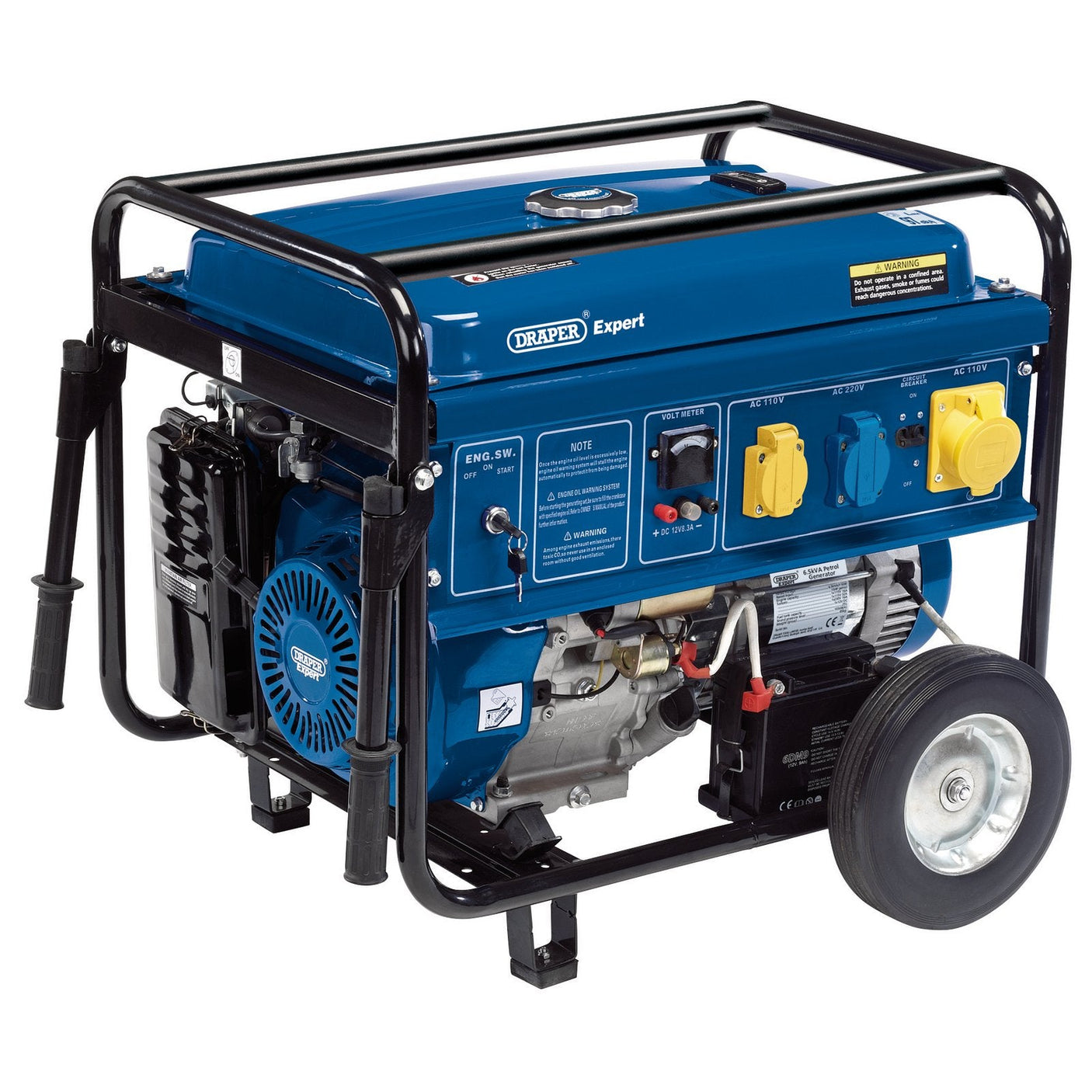 Draper Expert Petrol Generator With Wheels, 4000W - PG43W - Farming Parts