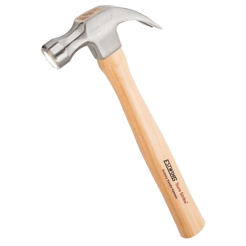 ESTWING EMRW20C SURE STRIKE CURVED CLAW HAMMER WITH HICKORY HANDLE, 20OZ/570G