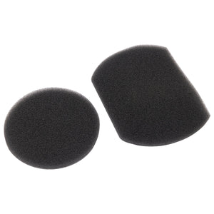 Two foam microphone covers by Draper; one is circular and the other is cylindrical.