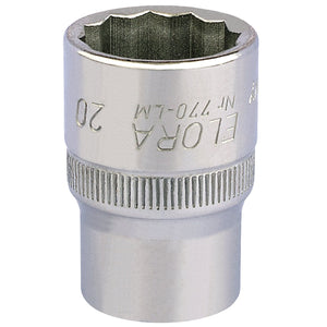 Draper Elora Bi-Hexagon Socket, 1/2" Sq. Dr., 20mm - 770-LM 20 - Farming Parts