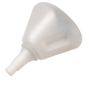 Here's an image of the Draper Polypropylene Funnel, 175mm, 1.7L - F-HD7. Crafted from translucent polypropylene, it features a wide top and a narrow, ridged spout designed for efficient transfer of liquids or powders with minimal spillage. It also includes an anti-spill lip to guarantee precision when pouring.