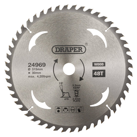 Draper Tct Circular Saw Blade For Wood, 315 X 30mm, 48T - SBW18 - Farming Parts