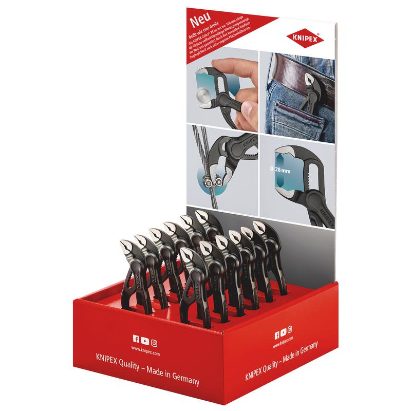 KNIPEX COBRA® 00 18 01 V39 COUNTER DISPLAY OF 87 00 100 XS WATER PUMP PLIERS, 12 PARTS, 200MM