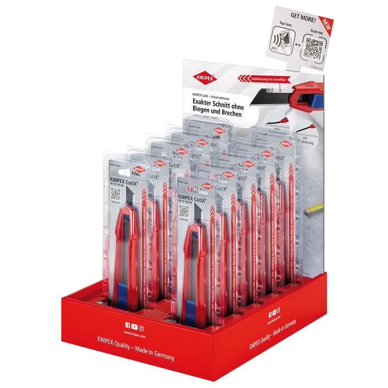 KNIPEX CUTIX® 00 18 01 V44 COUNTER DISPLAY OF UNIVERSAL KNIFE, 10 PARTS, 305MM