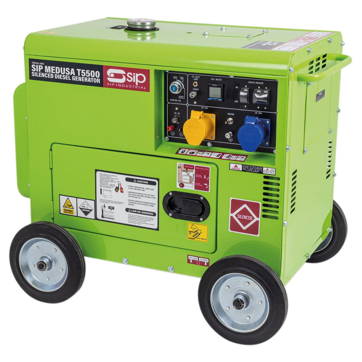 SIP MEDUSA T5500 Diesel Generator Silenced 5.5kW AVR Mobile IP-25153