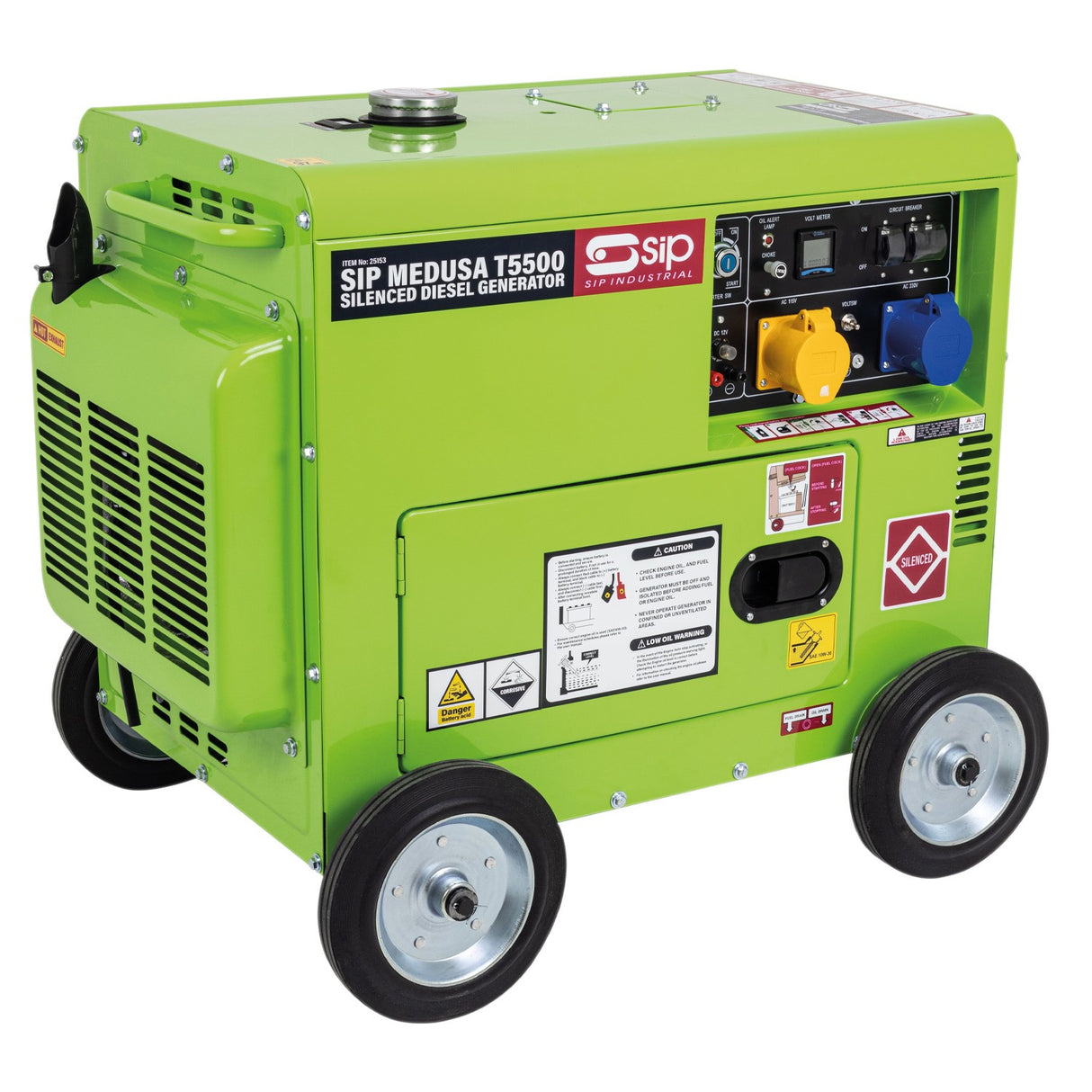 SIP MEDUSA T5500 Diesel Generator Silenced 5.5kW AVR Mobile IP-25153