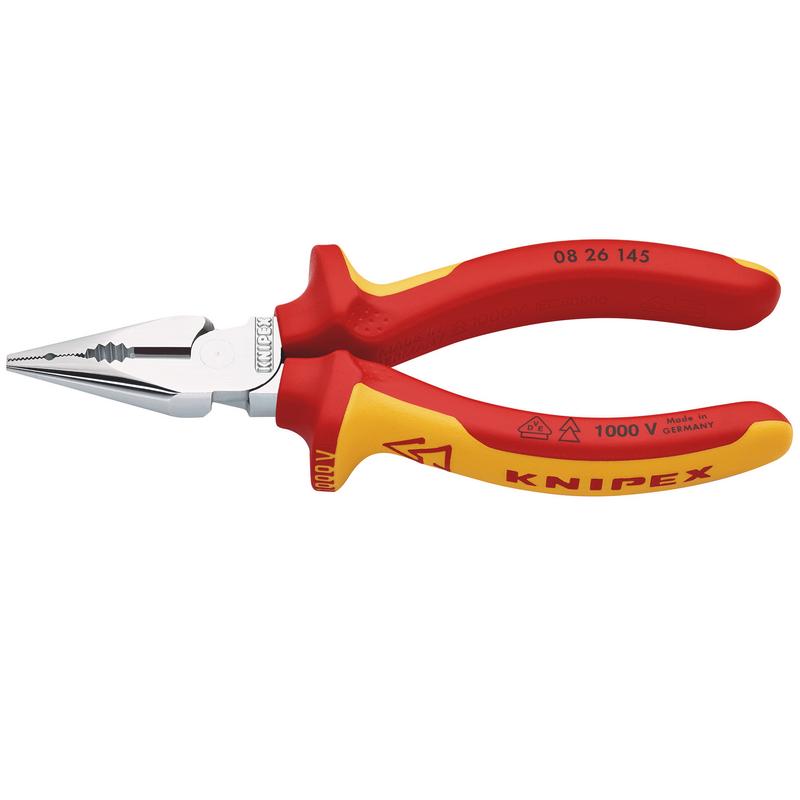 KNIPEX 08 26 145 SB VDE NEEDLE-NOSE COMBINATION PLIERS,145MM
