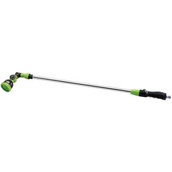 The Draper Extendable Shower Lance - GWSL-L, a long-handled green and black garden hose wand with an adjustable spray nozzle, perfect for watering hanging baskets, extends from 900mm to 1300mm for ease of use.