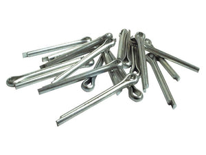 A pile of Sparex Cotter Pins, Ø5 x 75mm (Agripak 25 pcs.), commonly used to secure bolts and other fasteners in agricultural machinery, branded with Sparex Part Number: S.25504.