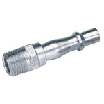 The Draper 1/4" Male Thread Pcl Coupling Screw Adaptor (Sold Loose) - A2593 BULK is a metal air hose connector featuring a BSP taper male thread and a ridged pin.