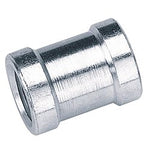 A close-up of the Draper 1/4" BSP PCL Parallel Union Nut/Socket (Sold Loose) - A6889 BULK, highlighting the intricate details of the metallic coupler used for connecting two pipes.