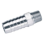 The Draper 1/4" Taper 1/2" Bore Pcl Male Screw Tailpieces (5 Piece) - A2479 PACKED is a metallic hose barb connector, equipped with a 1/4" thread size and barbed edge for securing hose connections, and features BSP taper tailpieces.