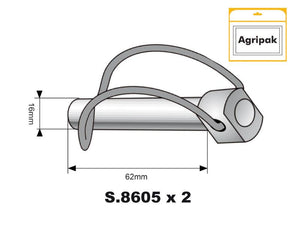 Sparex Agripak 2 pcs. Stabiliser Pin 16mm x 62mm | S.25860 - Product Image 3