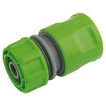 Introducing the Draper Garden Hose Connector, model 1/2" - GWPPHC, featuring a green and gray design with a textured grip. Perfect for connecting your garden hoses to taps or sprinklers, this durable plastic connector from Draper ensures a secure fit every time.