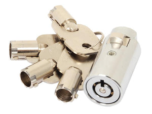 A Sparex cylindrical lock barrel (Sparex Part Number: S.26224) designed for the S.13136 hitch, featuring five pin-tumbler components, four key blanks visible in its alloy body, and full compatibility with other Sparex products.