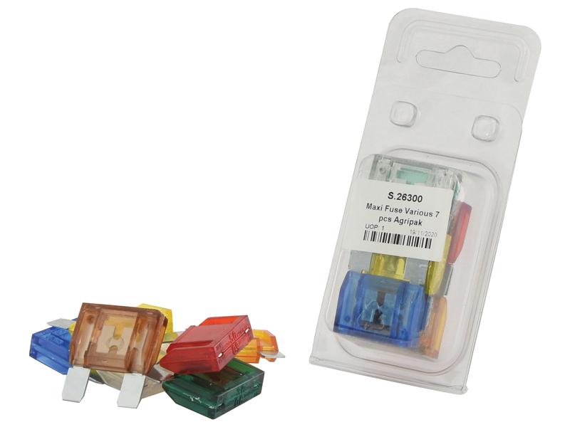 Sparex Agripak 7 pcs. Maxi Blade Fuse Assorted 2080A Set | S.26300