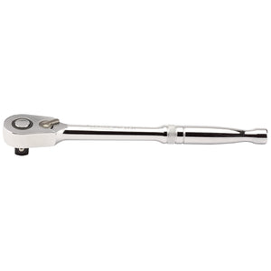 A Draper 60 Tooth Micro Head Reversible Ratchet, 1/2" Sq. Dr. - H60MH with a polished handle and swivel head, made from durable chrome vanadium steel.