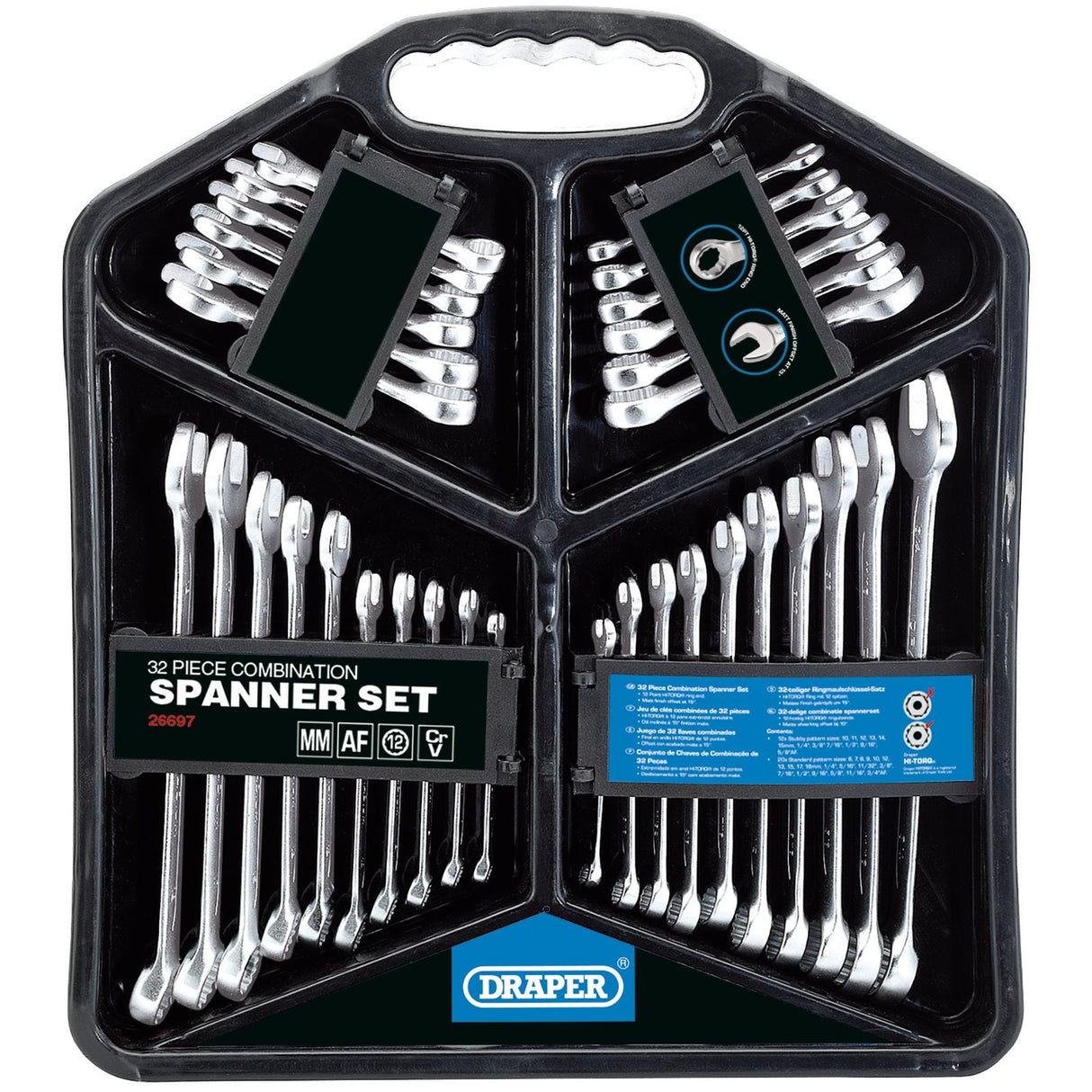 Draper Hi-Torq&#174; Four Combination Spanner Sets (32 Piece) - 8235/32 - Farming Parts
