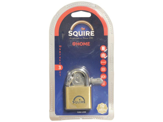 Squire Solid Brass Lion Range Padlock - Brass, Body width: 39.5mm (Security rating: 3) | S.26759 - Product Image 1