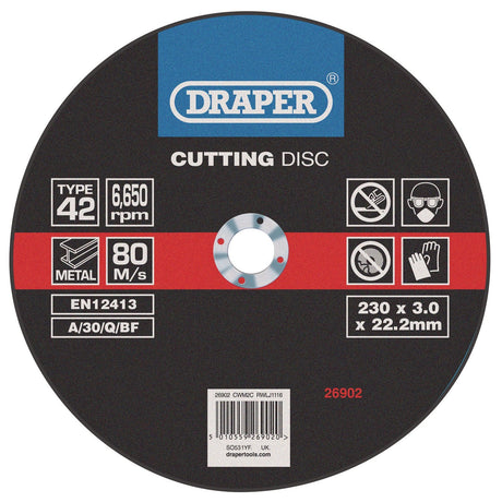 Draper Depressed Centre Metal Cutting Discs, 230 X 3.0 X 22.2mm - CWM2C - Farming Parts