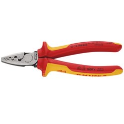 Knipex 97 78 180 Sb Crimping Pliers For Wire Ferrules Insulated With Multi-Component Grips, Vde-Tested, 180Mm | 97 78 180 Sb