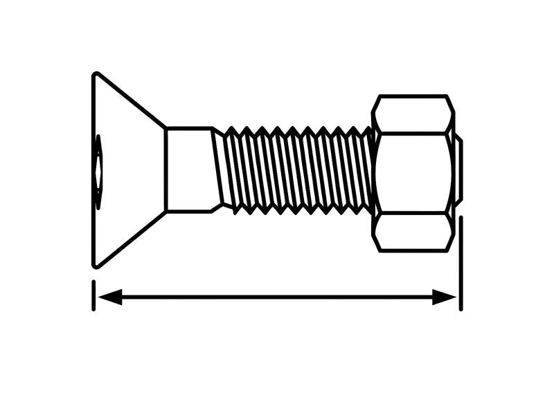 Sparex Round Countersunk Square Hex Bolt & Nut (TFCC) - M11 x 70mm, Tensile strength 8.8 (25 pcs. Box) | S.27459 - Product Image 4