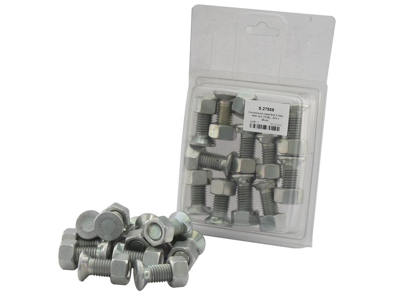 Sparex TF2E Countersunk Bolt M14x35mm with Nut 8.8 Agripak | S.27559