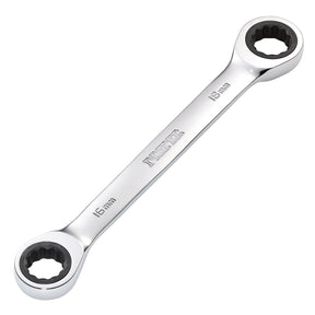 A dual-ended wrench with 16mm and 18mm hexagonal openings, crafted from durable chrome vanadium steel. The word "Draper" is engraved in the middle, showcasing its Hi-Torq® precision.