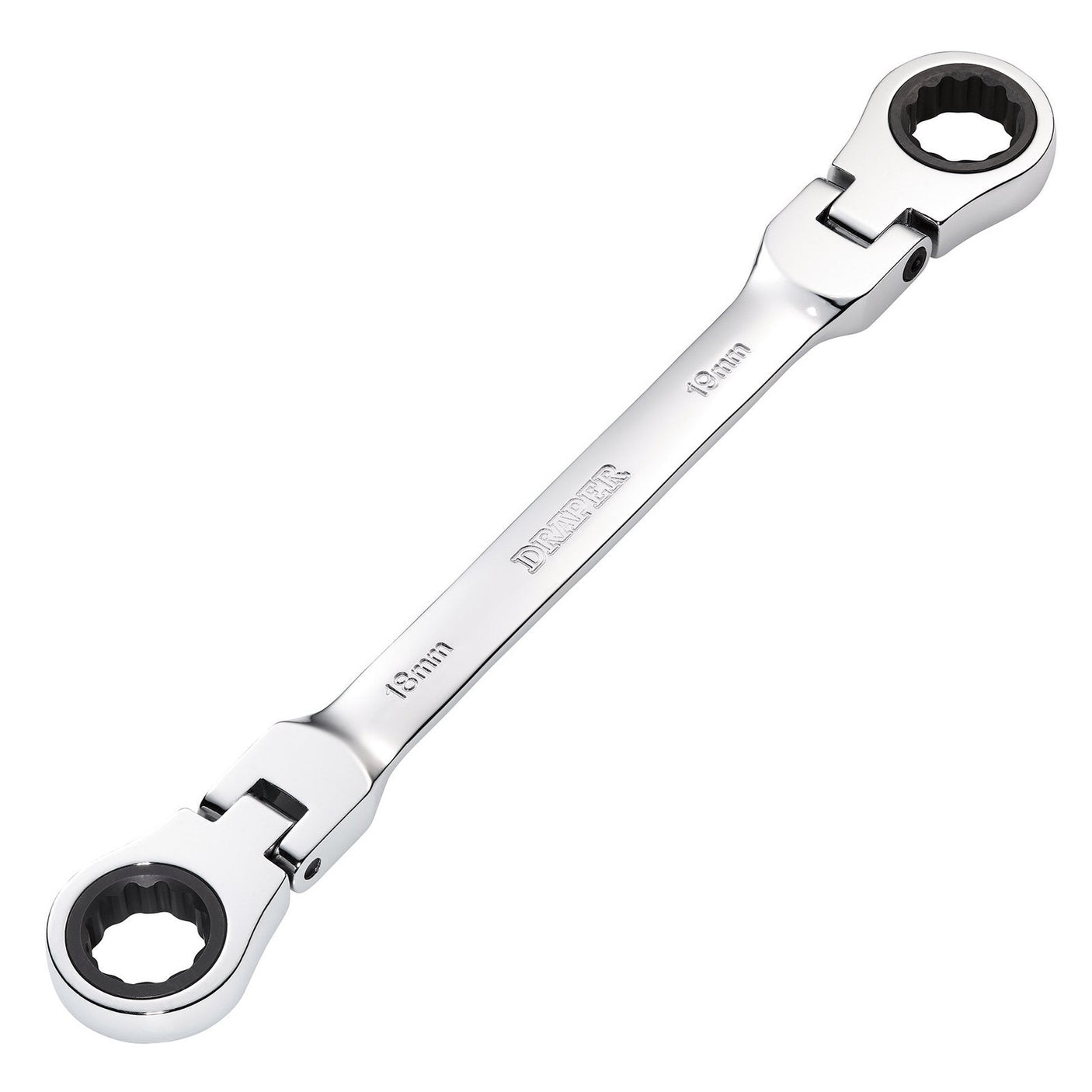 Draper Hi-Torq&#174; Metric Flexible Head Double Ring Ratchet Spanner, 18 X 19mm - 8231FBSMM - Farming Parts