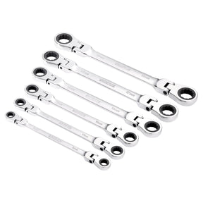 Draper Hi-Torq® Metric Flexible Head Double Ring Ratchet Spanner Set (6 Piece) - 8231FBSMM/6 - Farming Parts
