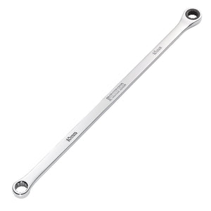 A Draper Hi-Torq® Metric Extra-Long Double Ring Ratchet Spanner, 10mm (product code: 8231BSXLMM), crafted from chrome vanadium steel with a double-ended box wrench design and "10mm" engraved next to each end.