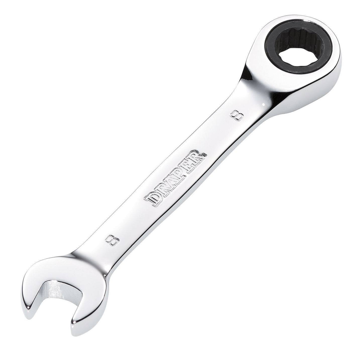 Draper Hi-Torq&#174; Metric Stubby Ratchet Combination Spanner, 8mm - 8230MMS - Farming Parts