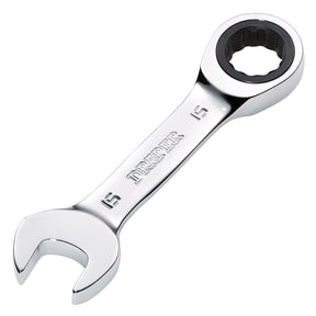 Draper Hi-Torq® Metric Stubby Ratchet Combination Spanner, 15mm - 8230MMS - Farming Parts