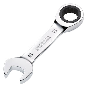 Draper Hi-Torq&#174; Metric Stubby Ratchet Combination Spanner, 15mm - 8230MMS - Farming Parts