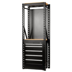 Bunker® 13 Piece Modular Storage Combo 2 Tier Racking With Hardwood Shelving, Pegboard And Floor Cabinet, 750Mm | Ms400-C1 15Pc W